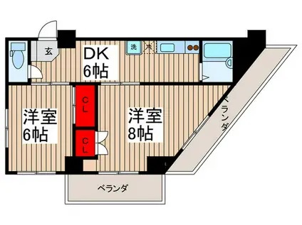 レジデンス深川富岡町(2DK/3階)の間取り写真