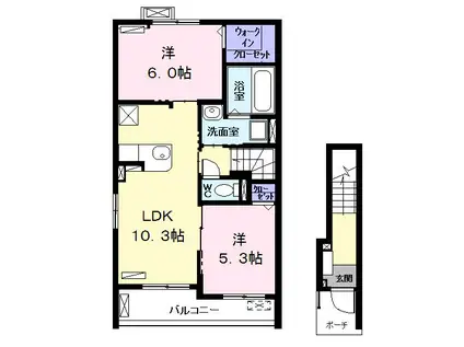 クレマチスII(2LDK/2階)の間取り写真