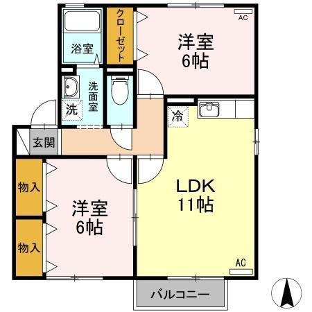 メルベーユ(2LDK/2階)の間取り写真