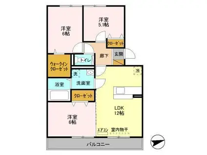 アクアコート(3LDK/2階)の間取り写真