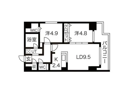 EFFECT YAMAHANA エフェクトヤマハナ(2LDK/5階)の間取り写真