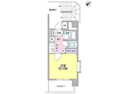 サンピエス河田町(1K/5階)の間取り写真