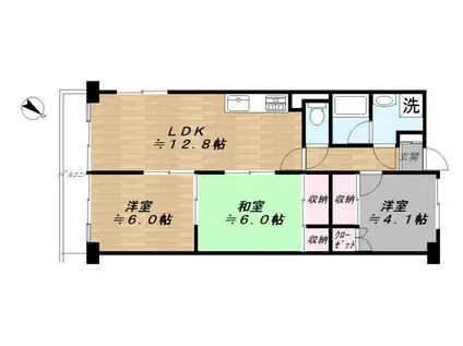 西大井ダイヤマンション(3LDK/11階)の間取り写真