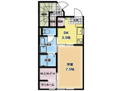 ラガール西中野II棟(1DK/1階)の間取り写真