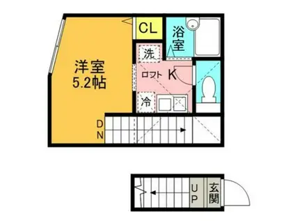 メルディア府中(1K/2階)の間取り写真