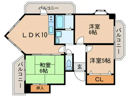 ル・パレ須磨(3LDK/13階)の間取り写真