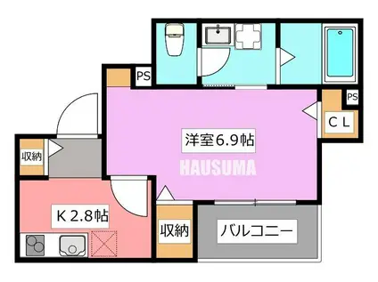 ノアレスト(1K/2階)の間取り写真