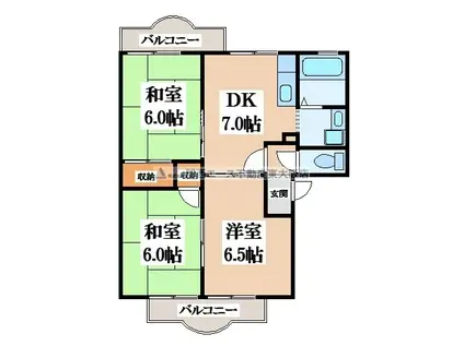 グランデヴォア石切(3DK/2階)の間取り写真