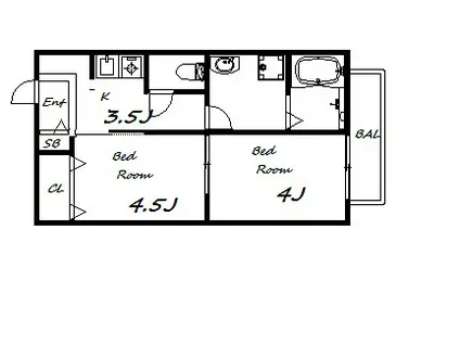 リッチライフ松本ST(2K/1階)の間取り写真