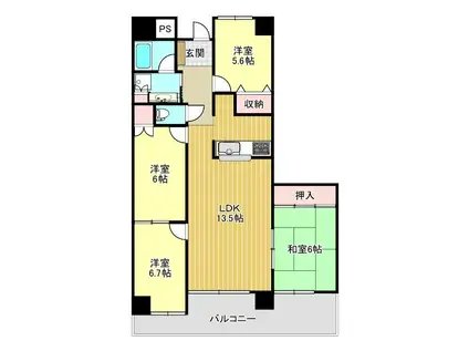 ドリーミー片浜(4LDK/10階)の間取り写真
