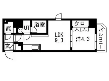 TRADIS両国III(1LDK/2階)の間取り写真