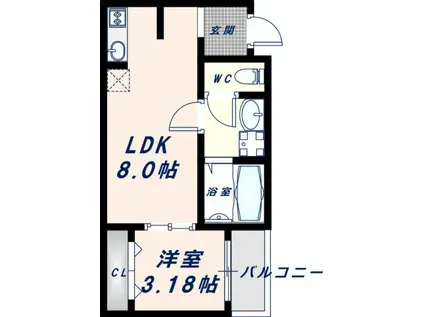 エフスタイル大蓮北1号館(1LDK/2階)の間取り写真