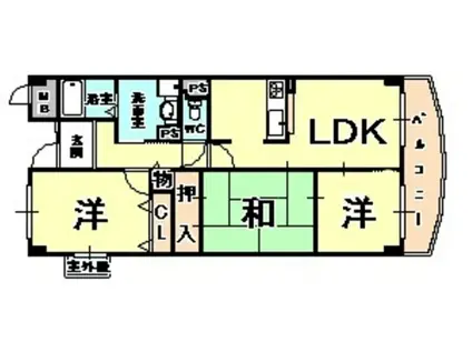 エヴァーグリーン岡本(3LDK/1階)の間取り写真