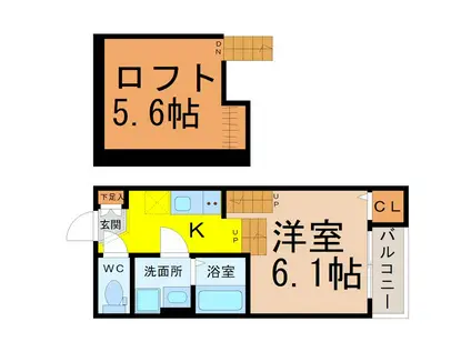 ジュネス西新(1K/2階)の間取り写真