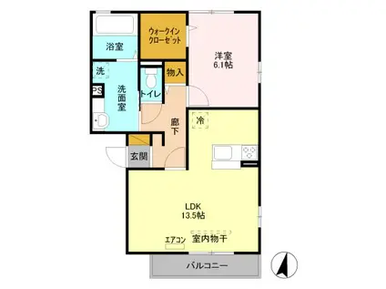 リビングシティV(1LDK/3階)の間取り写真