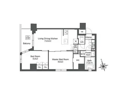 コンフォリア日暮里(2LDK/4階)の間取り写真