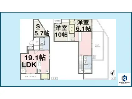 RESIDENCE DE 池下(2SLDK/3階)の間取り写真