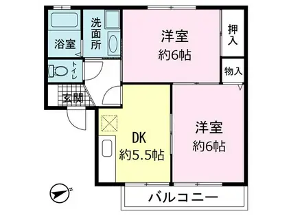 ソフィアK(2DK/1階)の間取り写真