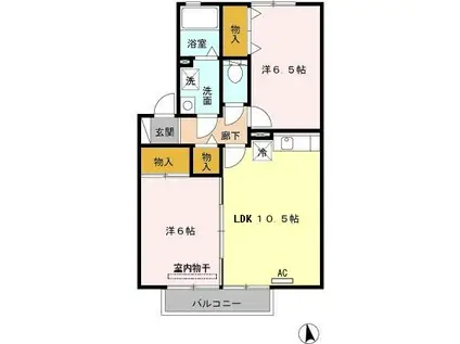 コンフォーレ原田 C棟(2LDK/2階)の間取り写真