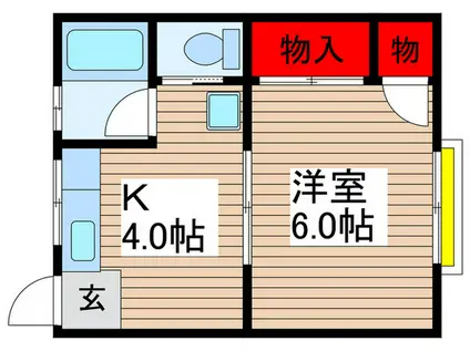 サンハイム2号(1K/1階)の間取り写真