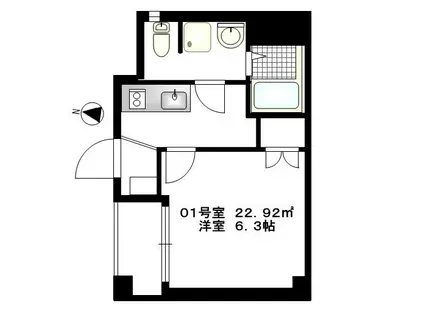 BCASA王子(1K/4階)の間取り写真