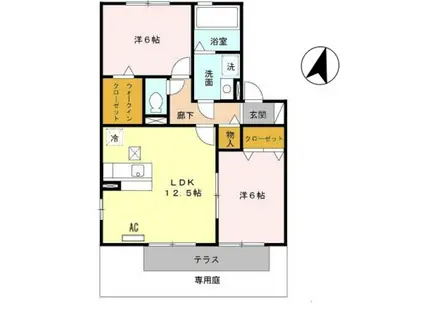 メゾン・モンテリベールII(2LDK/1階)の間取り写真