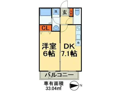 MA-SAKURA II(1DK/6階)の間取り写真