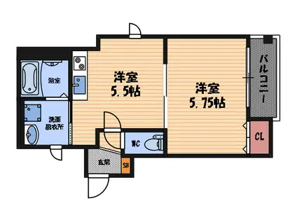 COZY潮江II(1DK/1階)の間取り写真