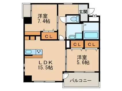 スエルテ鳥居松(2LDK/3階)の間取り写真