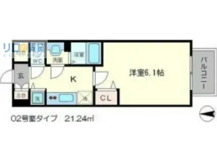 メインステージ新大阪(1K/4階)の間取り写真