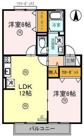 シャルムますだB棟(2LDK/2階)の間取り写真