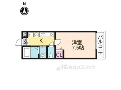 アークリード京大北(1K/2階)の間取り写真