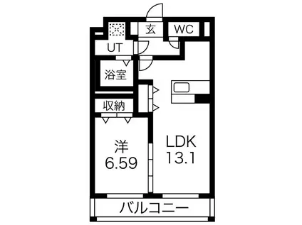 グランシャルム(1LDK/4階)の間取り写真