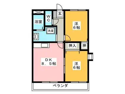 ハイツエクセル(2DK/4階)の間取り写真