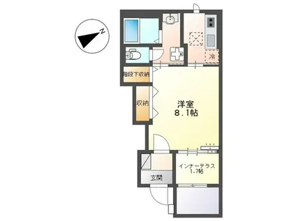 ブランデスボワール(1K/1階)の間取り写真