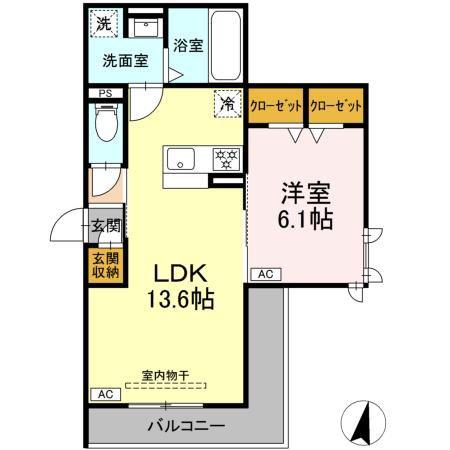 D-HILLS子安III(1LDK/3階)の間取り写真