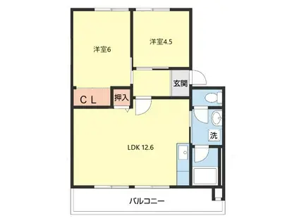 アネーロあおきII(2LDK/2階)の間取り写真