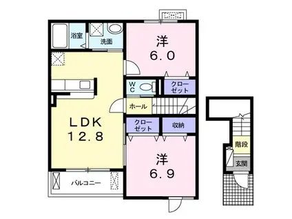 チェリーブロッサムドゥ(2LDK/2階)の間取り写真