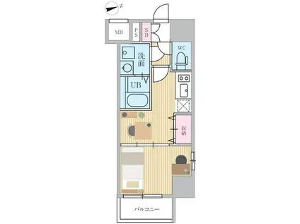 エスティメゾン門前仲町(1DK/11階)の間取り写真