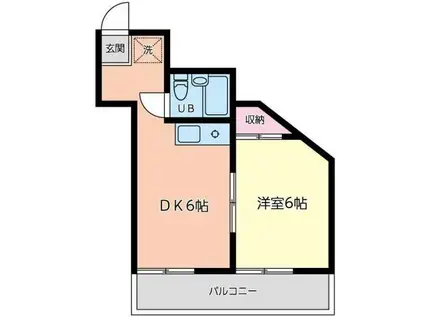 桜ヶ丘ハイライズ(1DK/1階)の間取り写真