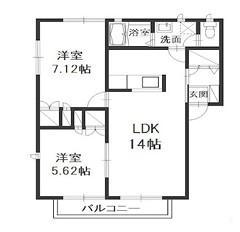 グランソレイユC棟(2LDK/2階)の間取り写真