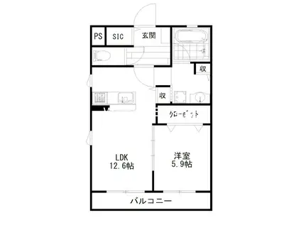 グリシーヌ(1LDK/1階)の間取り写真