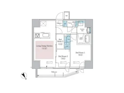 アーバネックス浅草橋FRONT(3LDK/5階)の間取り写真