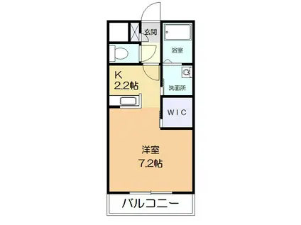 グランソレユ 二子(1K/2階)の間取り写真