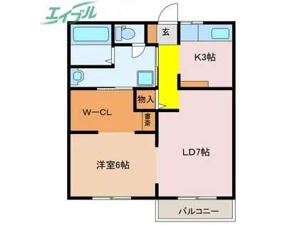 フォーブル錦 B棟(1LDK/2階)の間取り写真