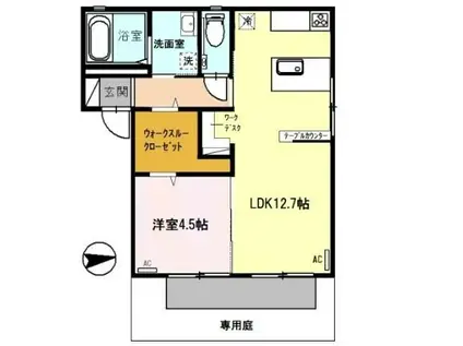 ディアス八重 B棟(1LDK/1階)の間取り写真