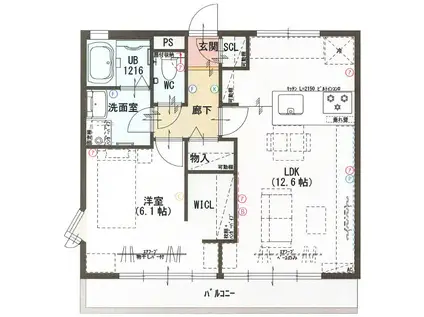 サンハイム西塚(1LDK/2階)の間取り写真