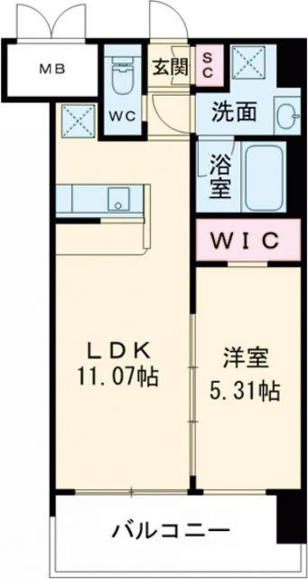 プレジオ八戸ノ里(1LDK/6階)の間取り写真