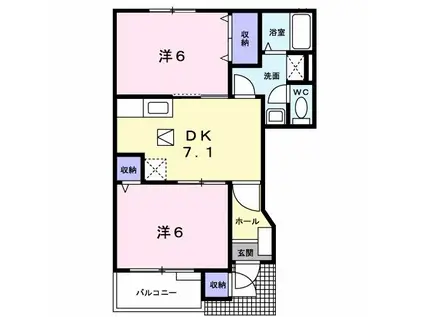 グランディ(2DK/1階)の間取り写真