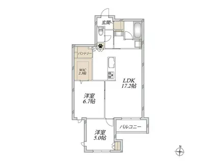 PALAIS CLAIR 桜山(2LDK/3階)の間取り写真